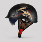 Skull-Graphic | Motorcycle Half Helmet with Retractable Visor | Lightweight Design for Bold Style 0