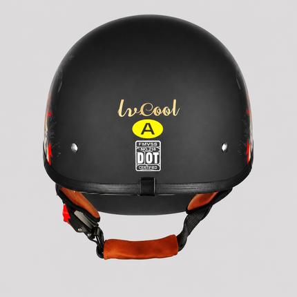 Skull-Graphic | Motorcycle Half Helmet with Retractable Visor | Lightweight Design for Bold Style 3