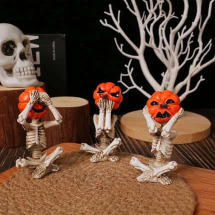 Halloween Mini Figurines Set of 3, Halloween Decorations and Fall Decor
