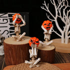 Halloween Mini Figurines Set of 3, Pumpkin Skull See No Evil Hear No Evil Speak No Evil, Halloween Decorations and Fall Decor