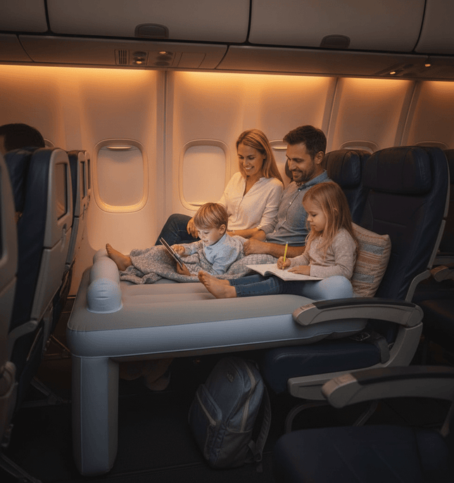 SkyComfort | Inflatable Airplane Seat Bed for Toddlers with Soft Surface | Compact Travel Solution for Comfortable Sleep 1