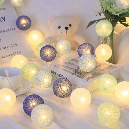 Cotton Ball Garland with LED Lights in Various Lengths | Versatile Decorative String for Cozy Atmosphere