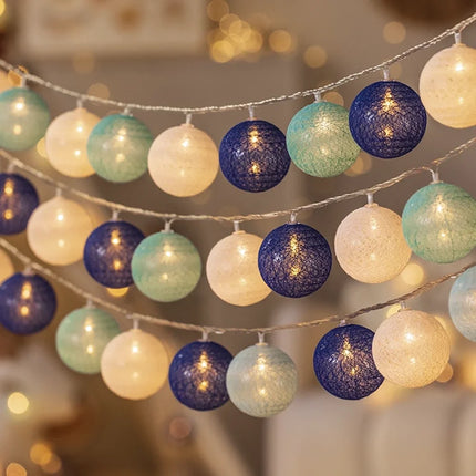 Cotton Ball Garland with LED Lights in Various Lengths | Versatile Decorative String for Cozy Atmosphere