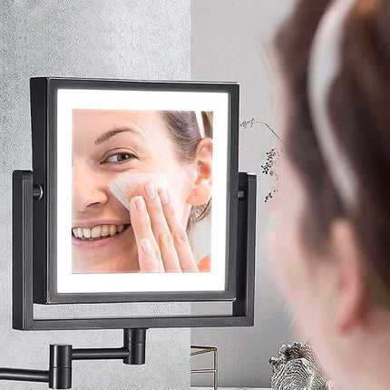 Sleek Adjustable LED Makeup Mirror with Dual Magnification & 360° Rotation | Perfect for Compact Spaces 2