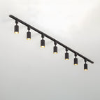 Small 7-lights: Diameter 59 in x H 9 in / Black / Warm Light