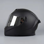Sleek Full-Face Motorcycle Helmet with Silver Visor for Enhanced Safety and Visibility 0