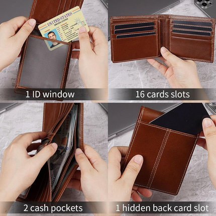 SlimArmor | RFID-Blocking Leather Bifold Wallet for Men with 16 Card Slots | Durable Design for Everyday Use 7