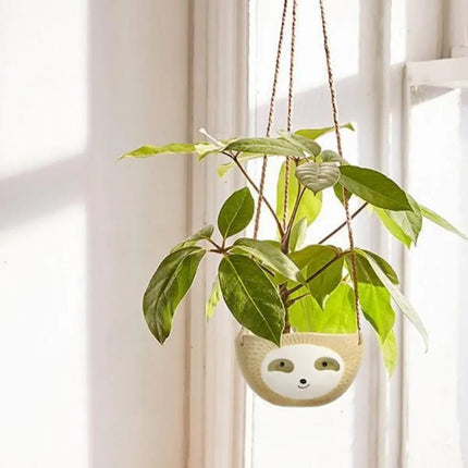 Sloth Indoor Planter, Ceramic Pot for Succulents and Small Space Gardening