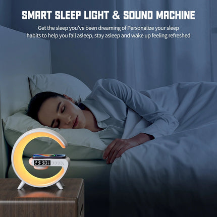 Smart Alarm Clock | 15W Wireless Charger & Bluetooth Speaker | Stylish Ambient Lamp for Relaxation 6
