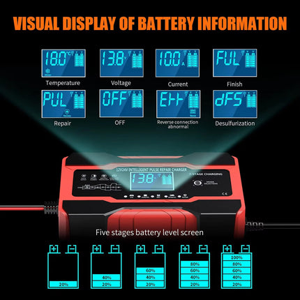 Smart Car Battery Charger | 12V Automatic Charger with LCD Display | Universal Compatibility for Effortless Battery Care 4