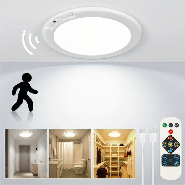 Smart Motion Sensor Ceiling Light | Rechargeable LED Flush Mount Lamp for Effortless Indoor Lighting 0