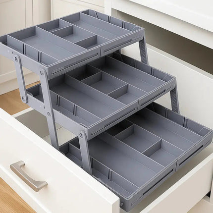 Smart Organizer | 3-Tier Drawer Organizer with Adjustable Dividers | Versatile Storage Solution for Kitchen and Office 0