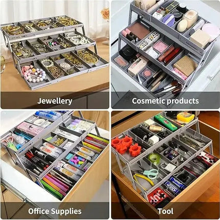 Smart Organizer | 3-Tier Drawer Organizer with Adjustable Dividers | Versatile Storage Solution for Kitchen and Office 4