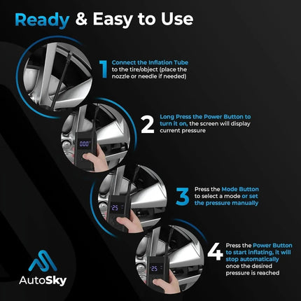Smart Tire Pump | Portable Tire Inflator with LCD Display | Cordless Design for Efficient Tire Maintenance 6