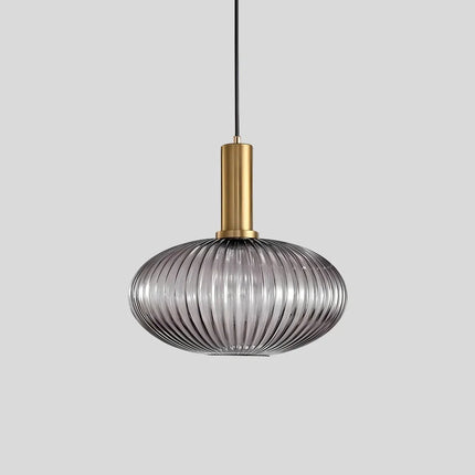 Ceiling Light Fixture, Vintage Glass Hanging Light with Striped Shade for Dining Table – image 15