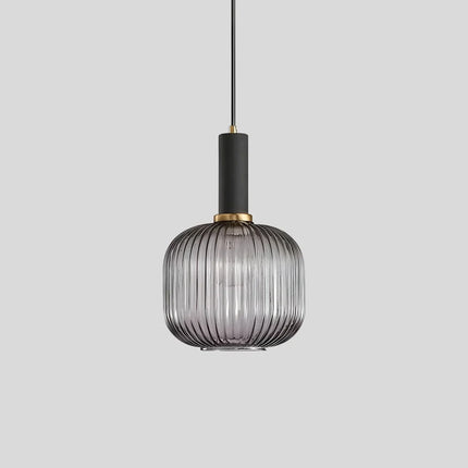 Ceiling Light Fixture, Vintage Glass Hanging Light with Striped Shade for Dining Table – image 17
