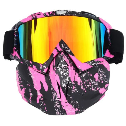 Ski Goggles with Face Mask, Anti Fog Snowboard Goggles, Ski Mask for Men and Women, Motorcycle Goggles for Cycling