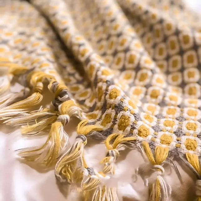 Knitted Throw Blanket with Tassels
