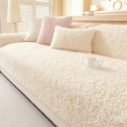 Polar Fleece Couch Cover, Dustproof Sofa Cushion Cover for Living Room