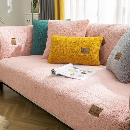 Lamb Wool Plush Couch Cover, Thick Sofa Cushion Cover for Living Room – image 5