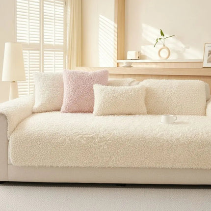 Polar Fleece Couch Cover, Thick Sofa Cover for Winter