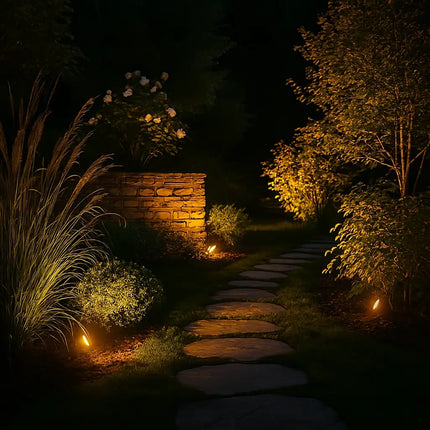 Solar Powered Garden Spotlight with 9 Color Options | Automatic Dusk-to-Dawn Lighting for Outdoor Spaces