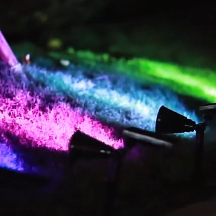 Solar Powered Garden Spotlight with 9 Color Options | Automatic Dusk-to-Dawn Lighting for Outdoor Spaces