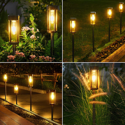 Solar Powered Torch Light with Integrated Solar Panel | Eco-Friendly Outdoor Illumination for Gardens and Patios
