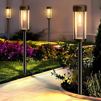 Solar Powered Torch Light with Integrated Solar Panel | Eco-Friendly Outdoor Illumination for Gardens and Patios