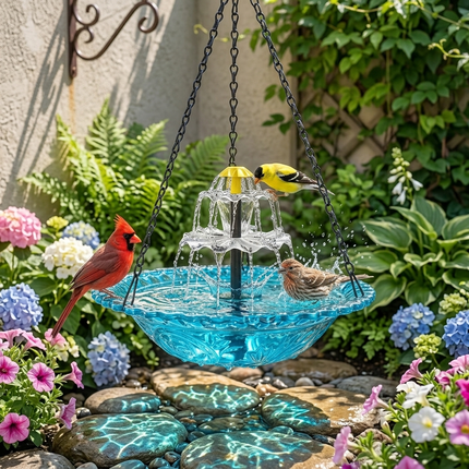 Solar Bird Bath Fountain | Elegant Two-Tier Design with Built-in Solar Panel | Attracts Birds for Effortless Outdoor Decor 1