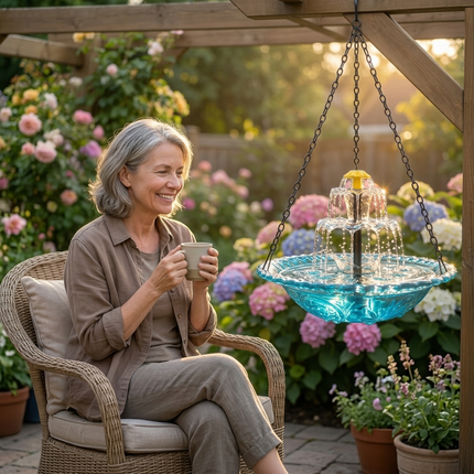 Solar Bird Bath Fountain | Elegant Two-Tier Design with Built-in Solar Panel | Attracts Birds for Effortless Outdoor Decor 2