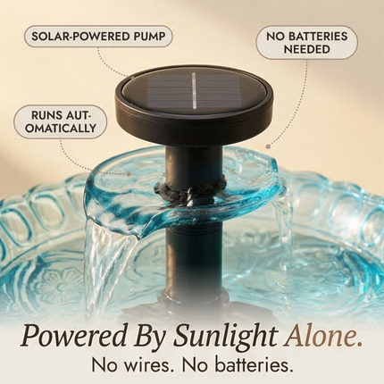 Solar Bird Bath Fountain | Elegant Two-Tier Design with Built-in Solar Panel | Attracts Birds for Effortless Outdoor Decor 7