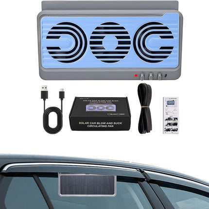 Solar Car Window Fan | Dual Duct Design for Efficient Airflow | Lightweight Cooling Accessory for Year-Round Comfort 0
