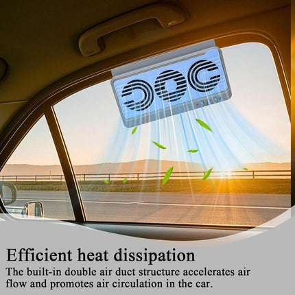 Solar Car Window Fan | Dual Duct Design for Efficient Airflow | Lightweight Cooling Accessory for Year-Round Comfort 1