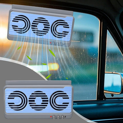 Solar Car Window Fan | Dual Duct Design for Efficient Airflow | Lightweight Cooling Accessory for Year-Round Comfort 2
