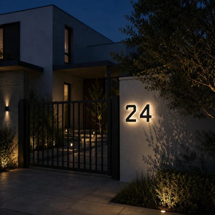 Solar House Number Light with Automatic Dusk Sensor | Modern Black Design for Enhanced Nighttime Visibility