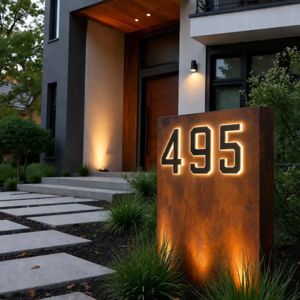 Solar House Number Light with Automatic Dusk Sensor | Modern Black Design for Enhanced Nighttime Visibility