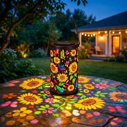 Solar Lanterns | Outdoor Solar Lantern with Colorful Light Patterns | Hand-Cut Metal Design for Stunning Garden Ambiance 3