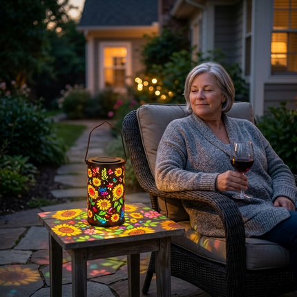 Solar Lanterns | Outdoor Solar Lantern with Colorful Light Patterns | Hand-Cut Metal Design for Stunning Garden Ambiance 4