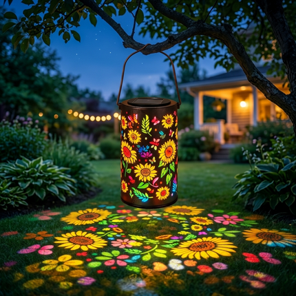 Solar Lanterns | Outdoor Solar Lantern with Colorful Light Patterns | Hand-Cut Metal Design for Stunning Garden Ambiance 7