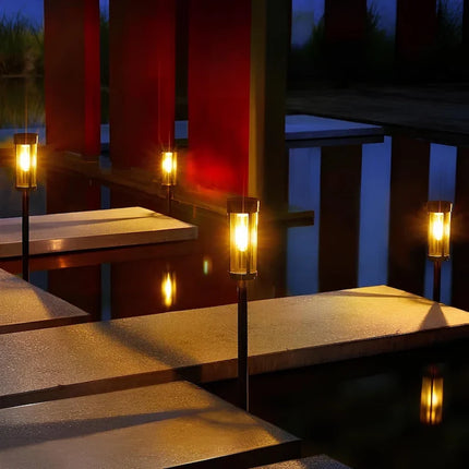 Solar Powered Torch Light with Integrated Solar Panel | Eco-Friendly Outdoor Illumination for Gardens and Patios