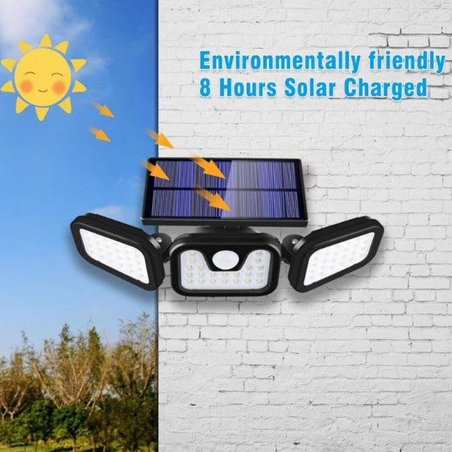 Solar Security Light | Triple-Head Outdoor Illumination with Motion Detection | Weather-Resistant Design for Enhanced Safety 1