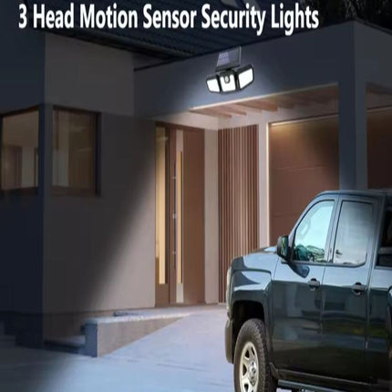 Solar Security Light | Triple-Head Outdoor Illumination with Motion Detection | Weather-Resistant Design for Enhanced Safety 2