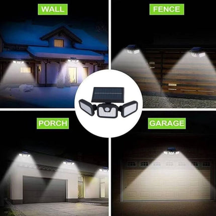 Solar Security Light | Triple-Head Outdoor Illumination with Motion Detection | Weather-Resistant Design for Enhanced Safety 7