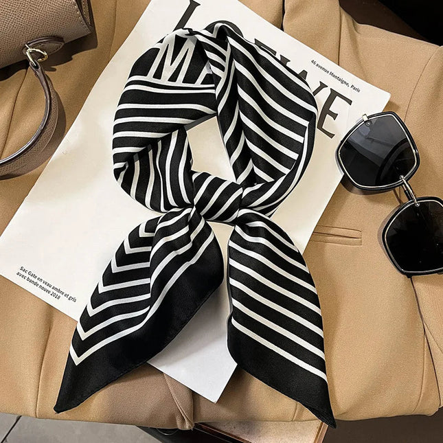 Sophie Silk Charm Scarf | Plaid Pattern, Versatile Accessory 0