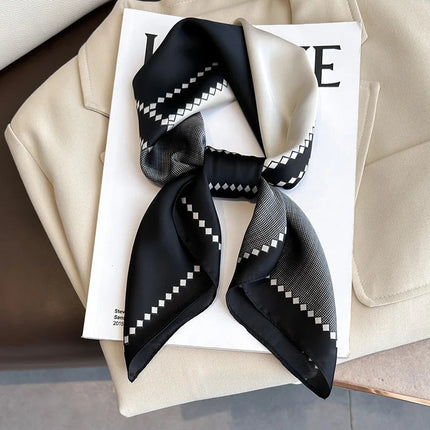 Sophie Silk Charm Scarf | Plaid Pattern, Versatile Accessory 17