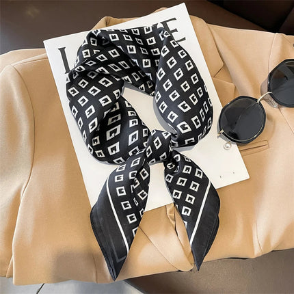 Sophie Silk Charm Scarf | Plaid Pattern, Versatile Accessory 21