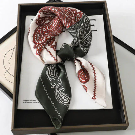 Sophie Silk Charm Scarf | Plaid Pattern, Versatile Accessory 24