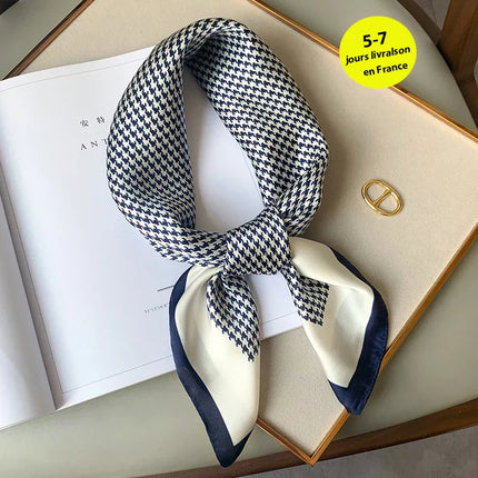 Sophie Silk Charm Scarf | Plaid Pattern, Versatile Accessory 32