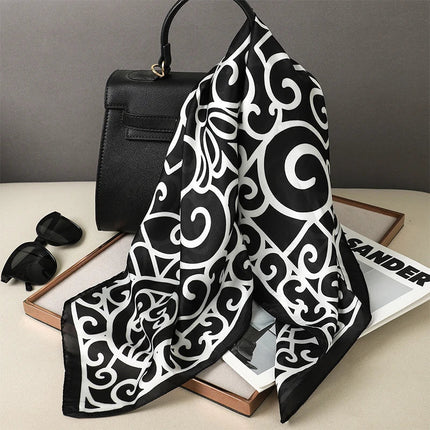 Sophie Silk Charm Scarf | Plaid Pattern, Versatile Accessory 34
